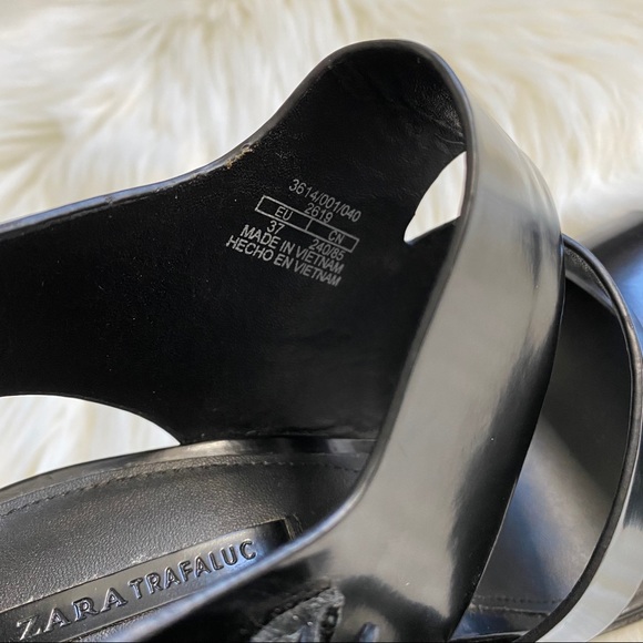 Zara Women’s (37) Black Cage Strappy Stilettos High Heel Sandal Minimalist Pump - Picture 6 of 6